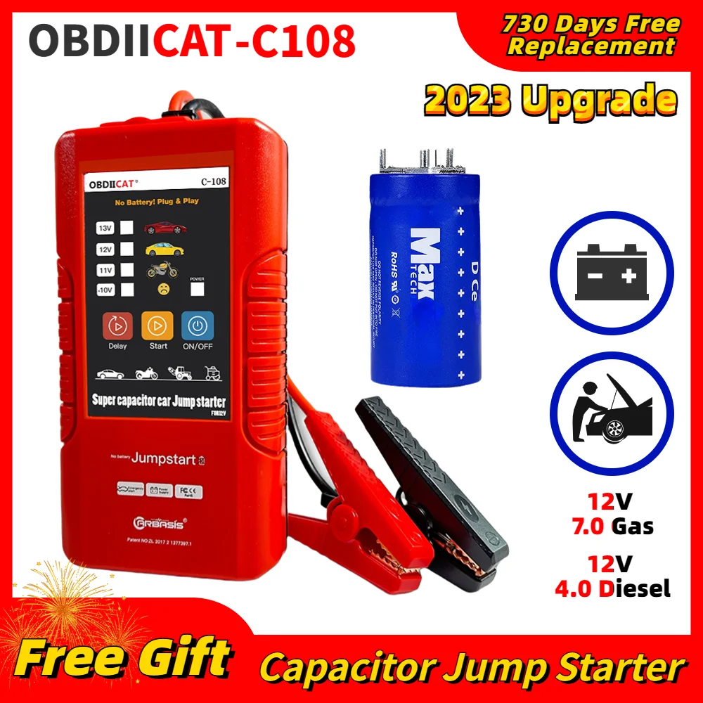 OBDIICAT C158/C108 Car Jump Starter Super Capacitor Starter Battery less Emergency Car Booster Device Charger Battery Starting