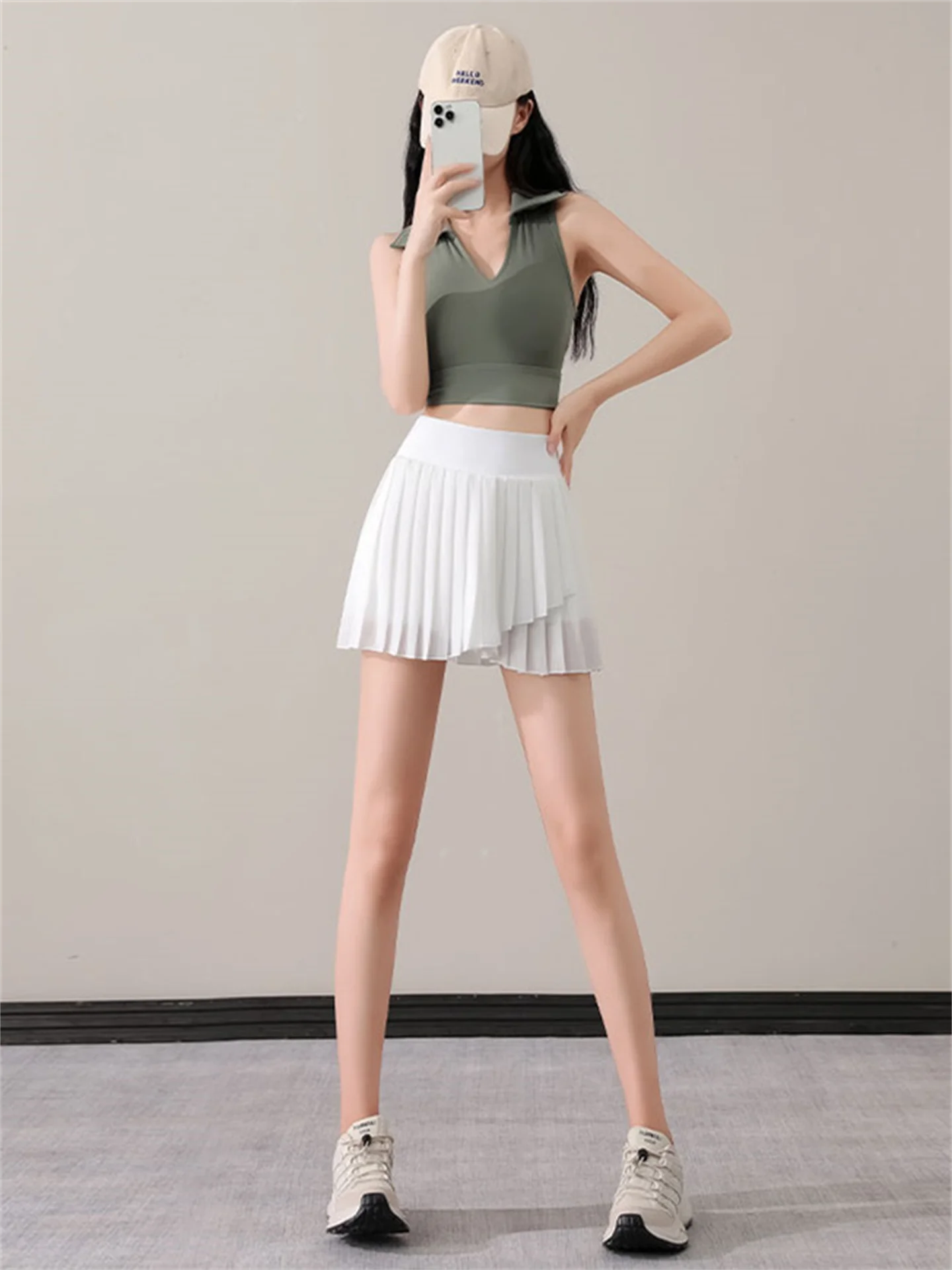 

American Sle Badminton Sports Set Women's Summer Tennis Fitn Clothes Qui Dry Vest Yoga Top Running Pleated ort Skirt