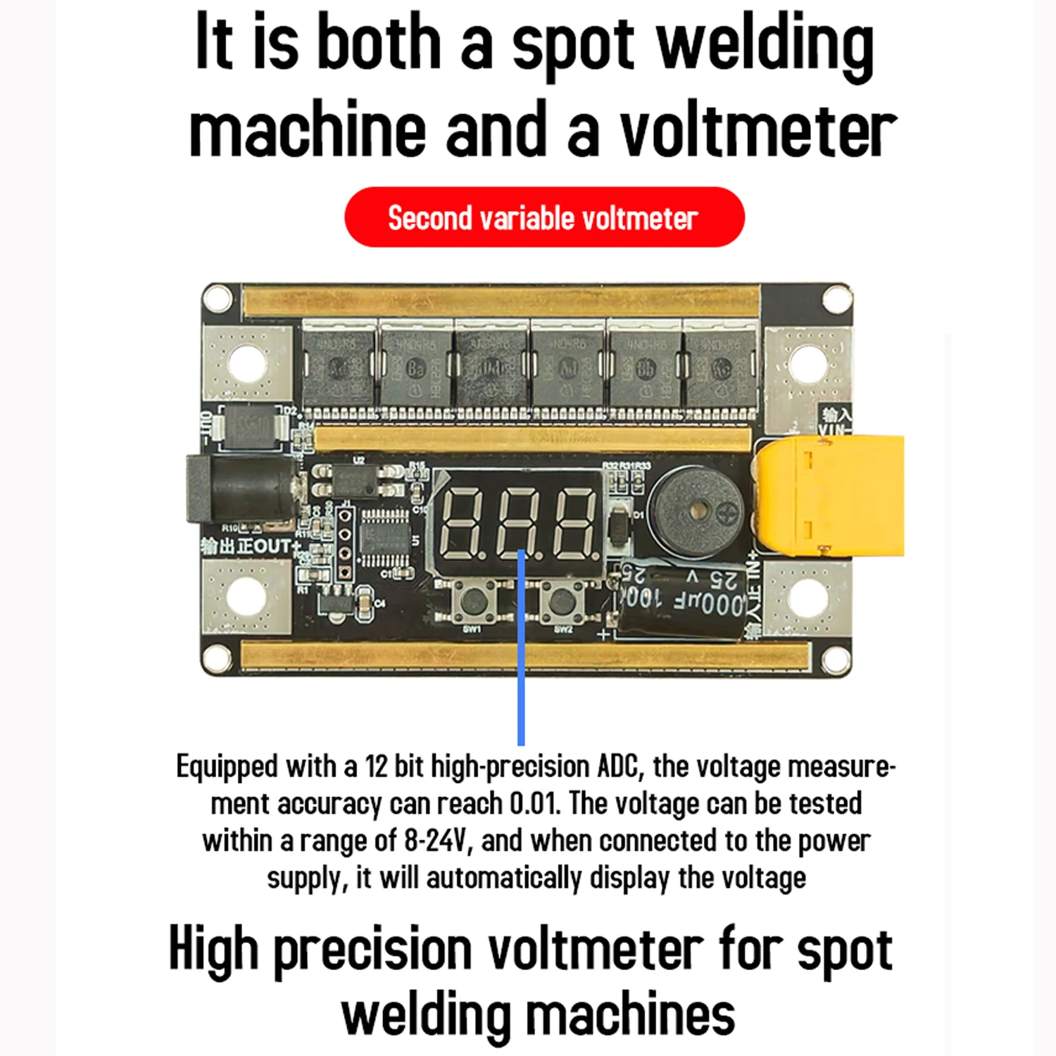 DIY Mini Spot Welding Machine 8-24V 99 Gears Adjustable Spot Welder Kit 0.1-0.2mm Nickel Sheet PCB Circuit Board Welding Tool