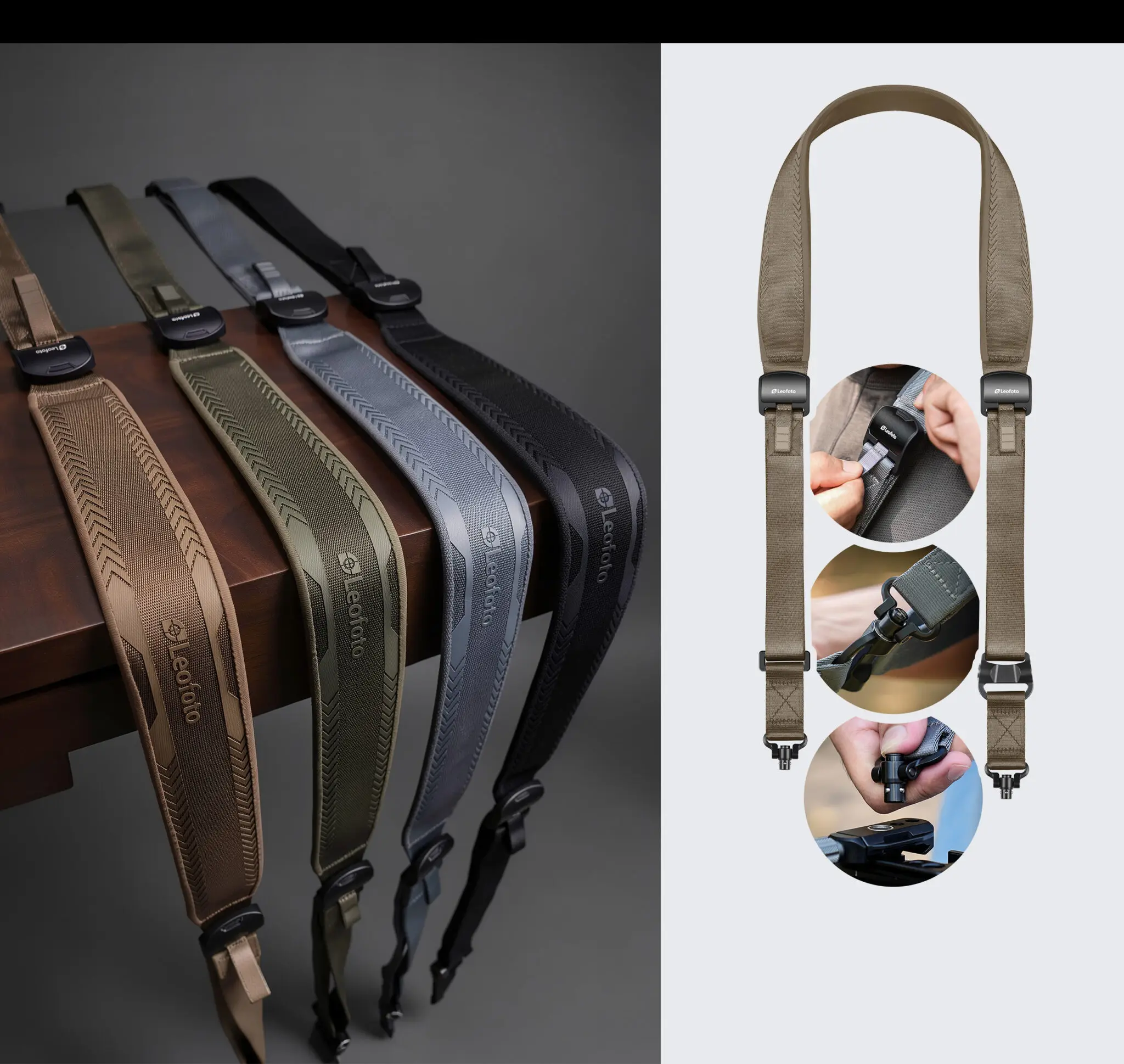 Leofoto SP-02 Strap Push Button 2-Point Adjustable Camera Sling Strap 6mm Wide Quick-release Mechanism for Canon Nikon Sony