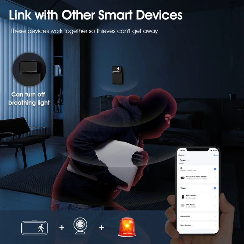 FULL-Tuya Wifi Bluetooth Rilevatore di presenza umana Sensore umano intelligente Rilevatore di onde millimetriche 24G Rilevamento del sensore di movimento