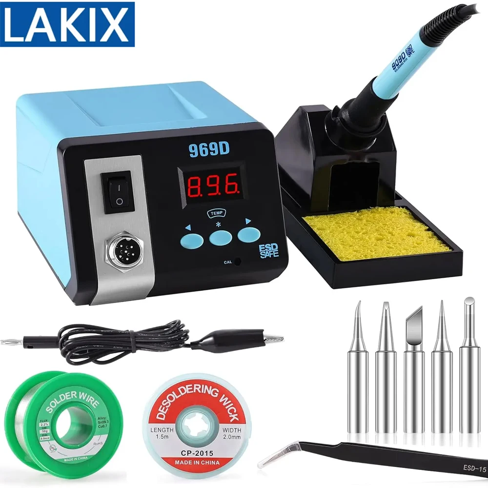 

75W 969D Digital Soldering Iron Station Tips Welding Rework Station Temperature Adjustable Control Microcontroller