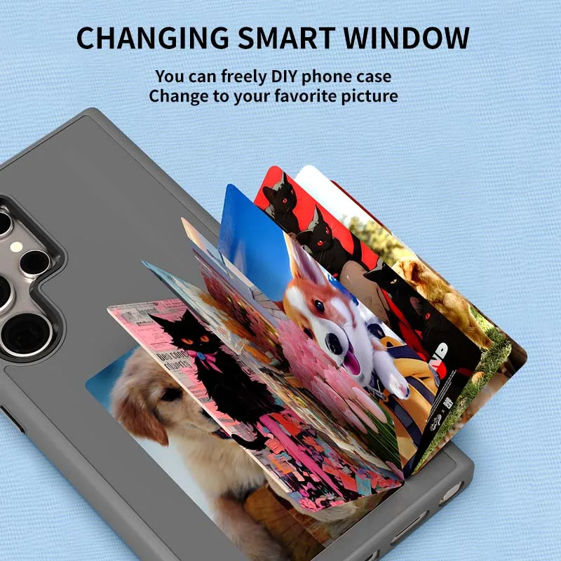 

Новый технологический чехол для телефона E-ink с функцией NFC для Samsung S25 Ultra S24 S23, умный четырехцветный экран, беспроводная передача, чехол в стиле аниме