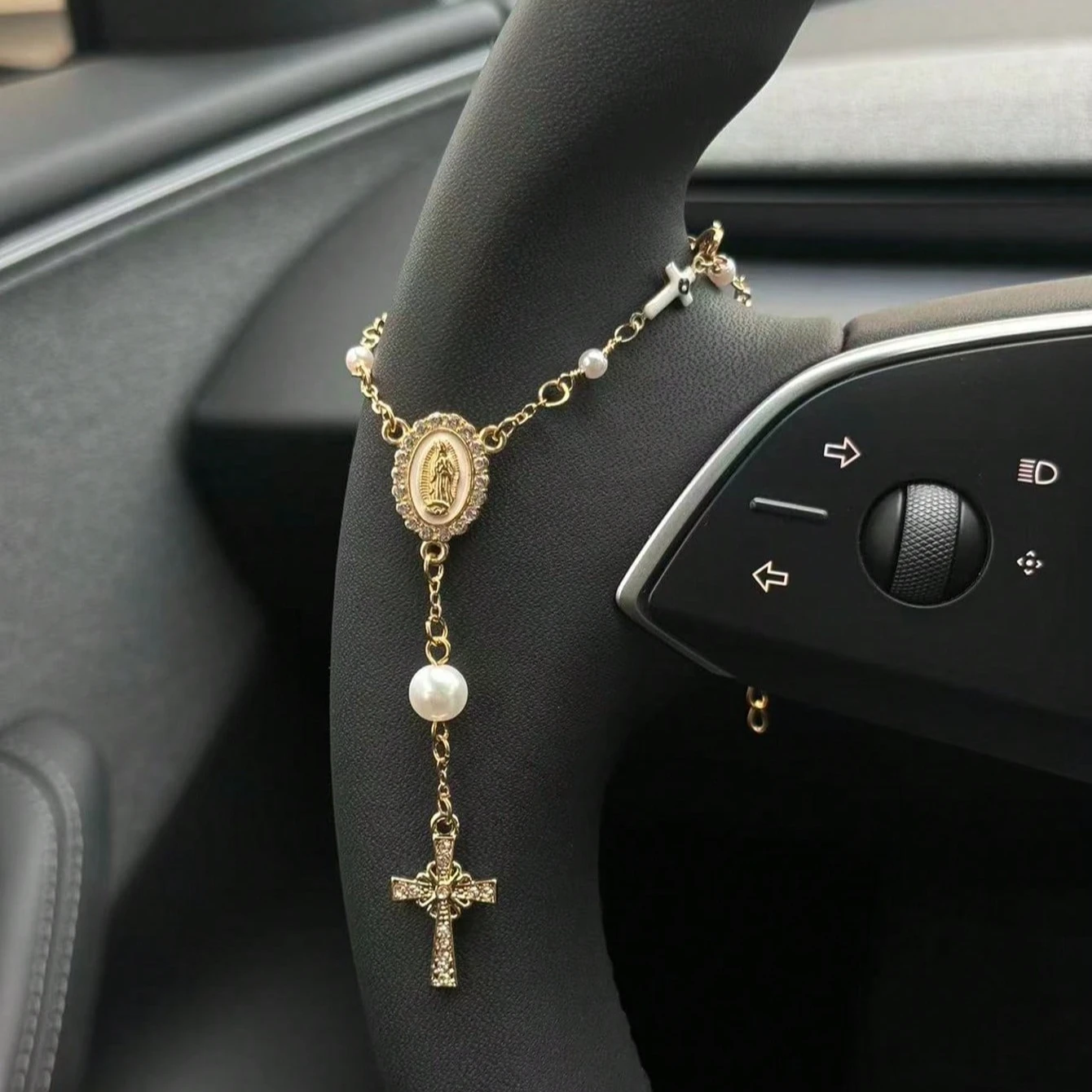 Prayer Bead Car Pendant, Unique And Stylish Vehicle Accessory, Steering Wheel Ornament, Easy And Cute, Adjustable Length, 1pc