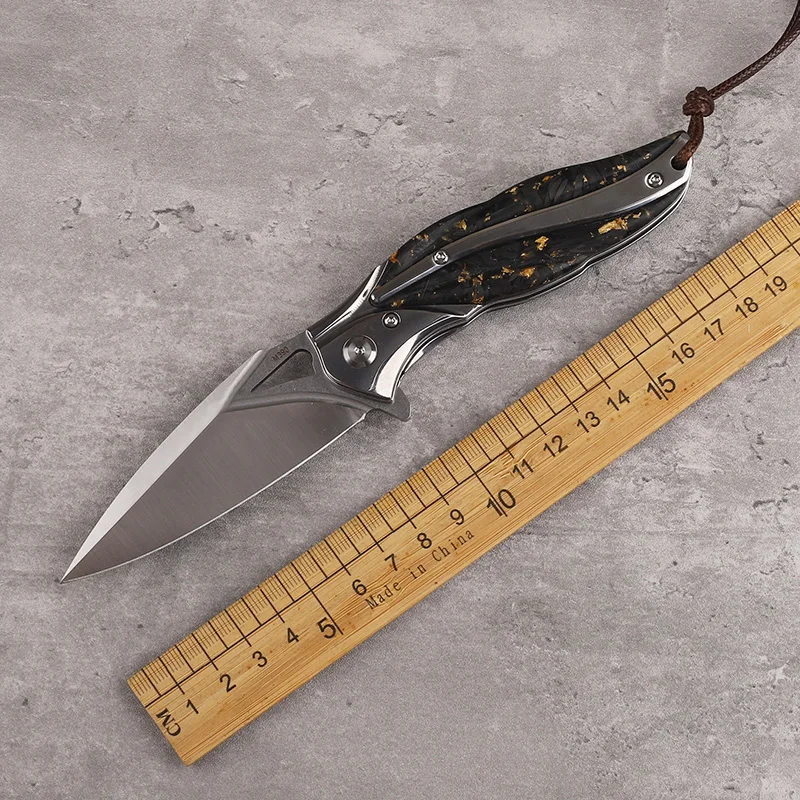 M390 Steel Blade Carbon Fiber + Acrylic Handle Folding Knife Outdoor Camping Event EDC Tool