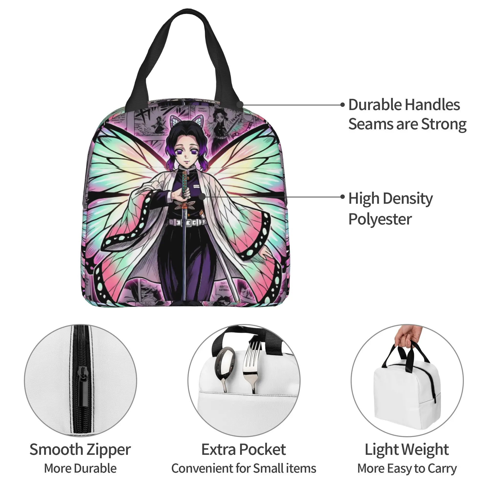 Custom D-Demons Slayers Insulated Lunch Bag for Women Leakproof Kimetsus No Yaibas Thermal Cooler Lunch Box Office Work School view 4