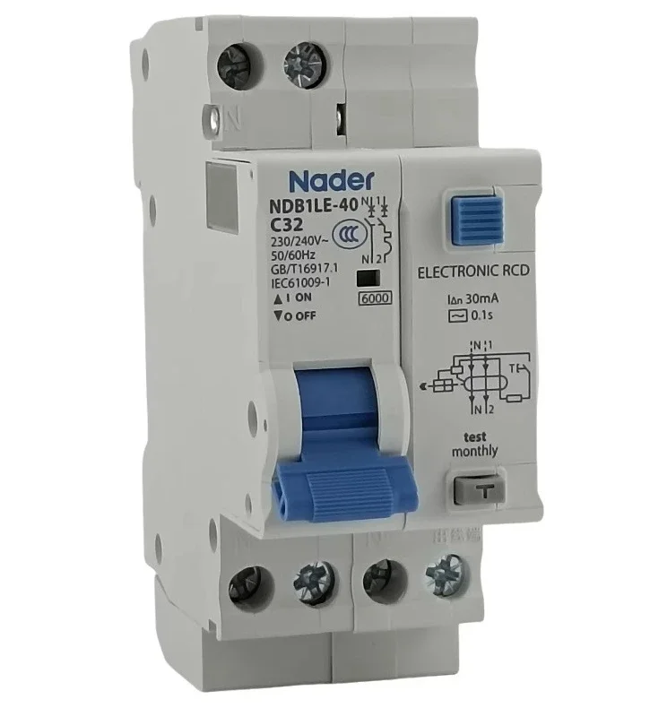 Shanghai Liangxin leakage protector NDB1LE 40C air switch 1P N leakage circuit breaker AC30mA