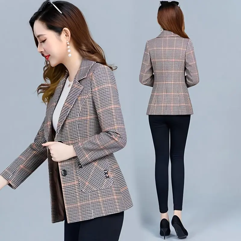 

Short Plaid Blazer Ladies Casual
