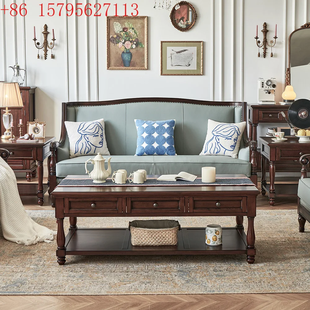 

Solid wood coffee table all solid wood 1.4 meters retro style living room home