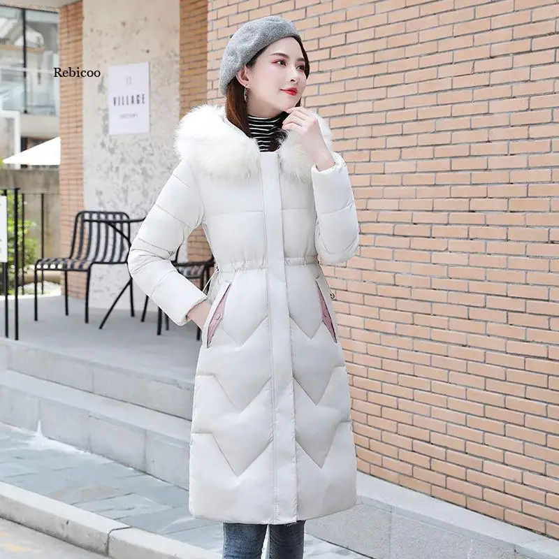 Plus Big Size Parka Women Winter Puffer Coat Goth Streetwear Long Puffy Jacket Hat Female Coats Fur Collar Outerwear Snow Wear