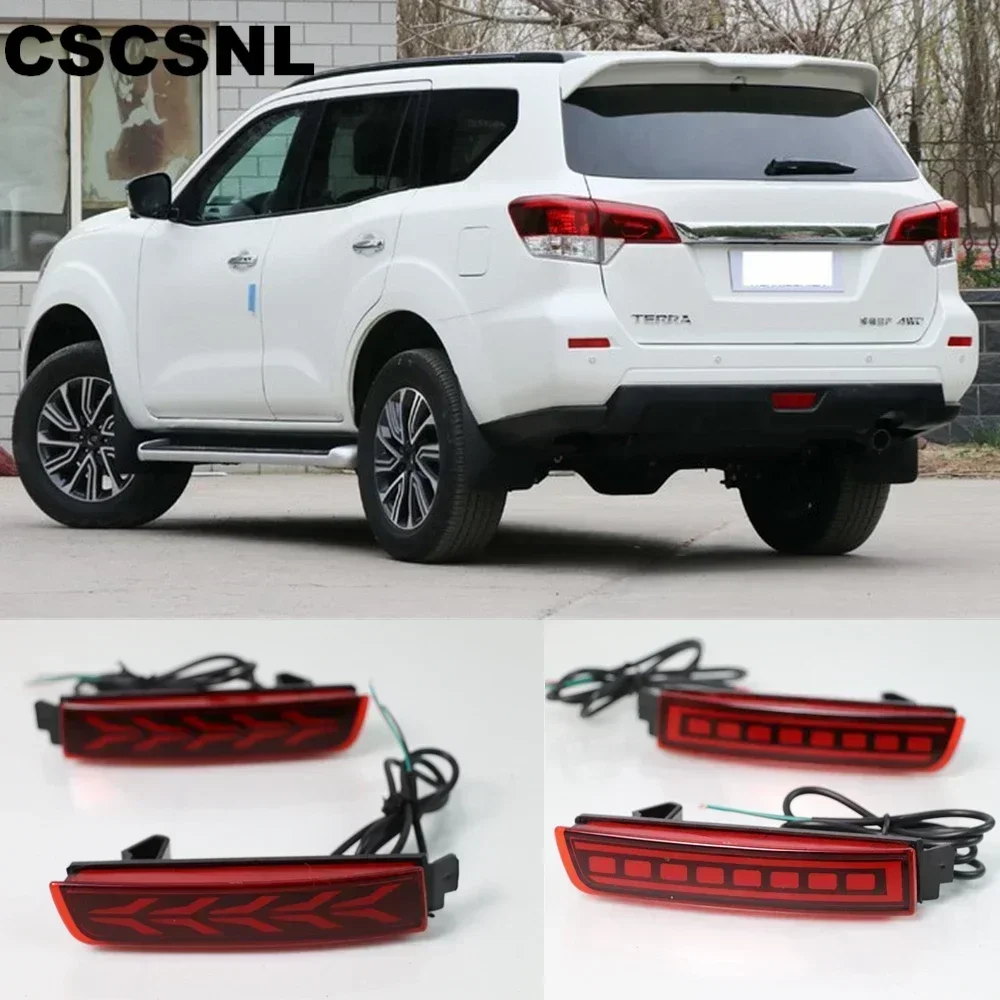 New！ CSCSNL 2PCS Multi-function LED For Nissan Terra 2018 2019 Reflector Lamp Rear Fog Lamp Bumper Light Brake Light Warning lam