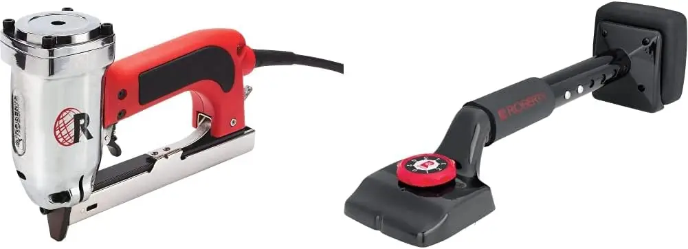 

10-600 3/16" Crown, 120V, 15-Amp, 20 Gauge Electric Stapler with Carrying Case, Red and Economy Adjustable Knee Kicker,Black Bun