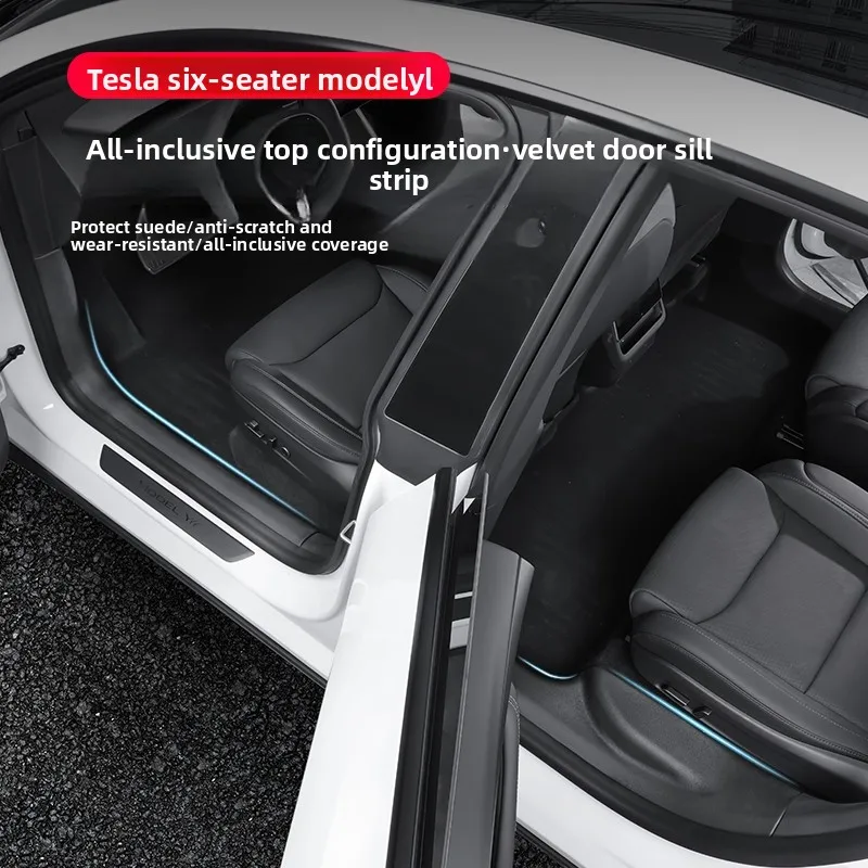 Suitable for renovationmodelYLFull coverage door sill strips, Tesla carbon fiber pattern front and rear door sill protectors