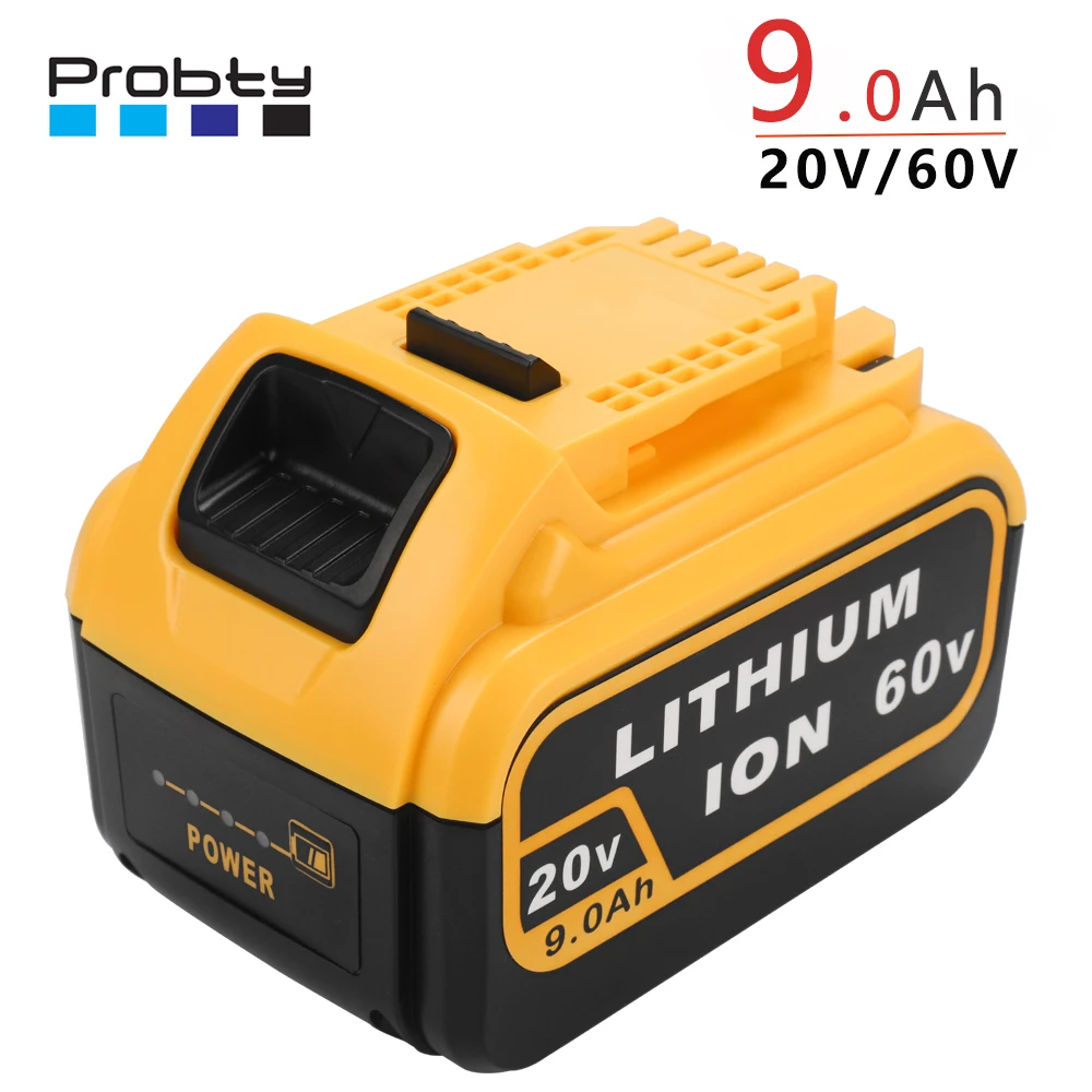 Probty  For DeWalt 20V 60V 9.0Ah DCB606 Replacement Li-ion Battery for DeWalt 20V/60Vpower tool 9000mAh lithium Battery