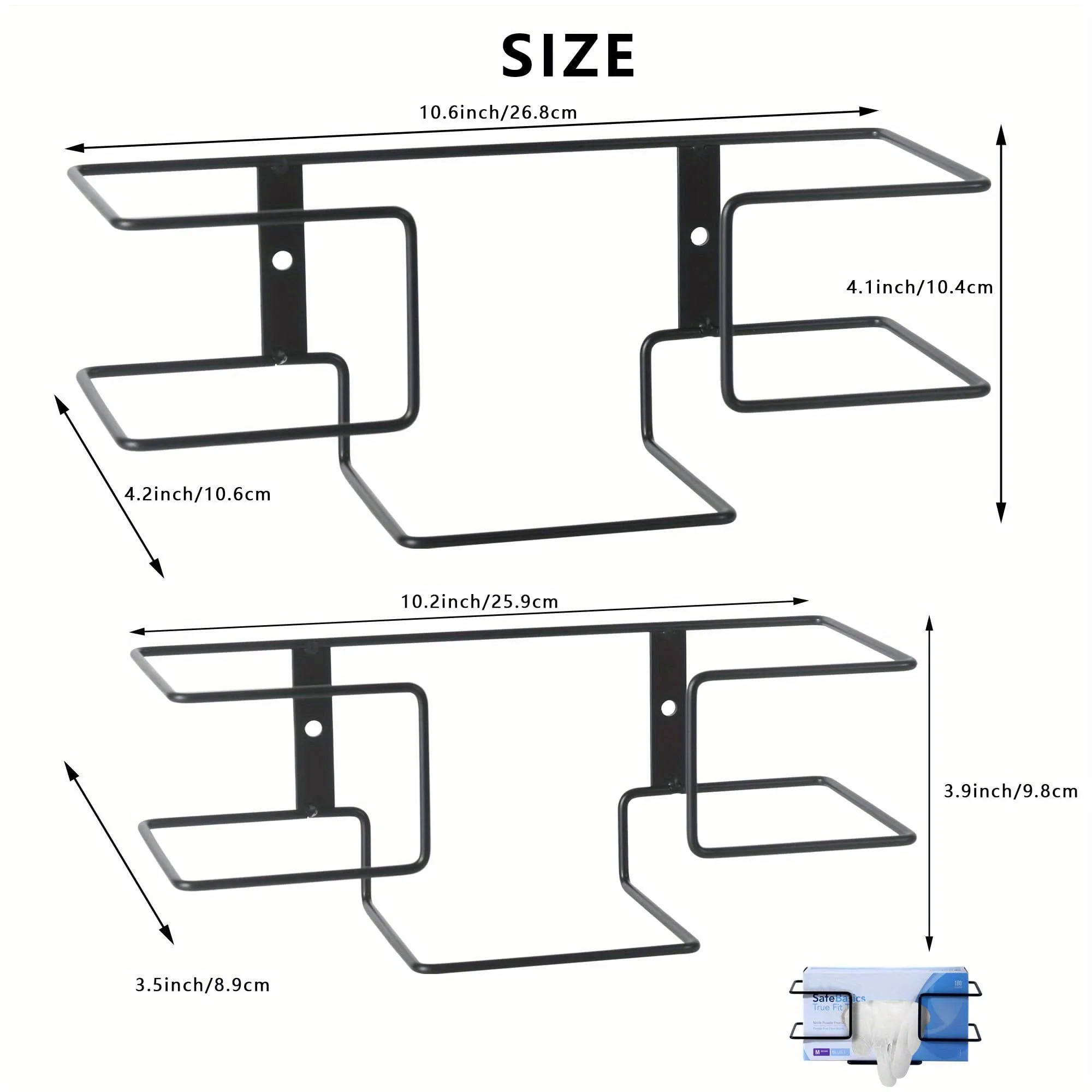 2pcs/set Metal Wall Mounted Glove Dispenser Holder, Durable Metal Construction, Space-Saving Design, Easy Installation & Use