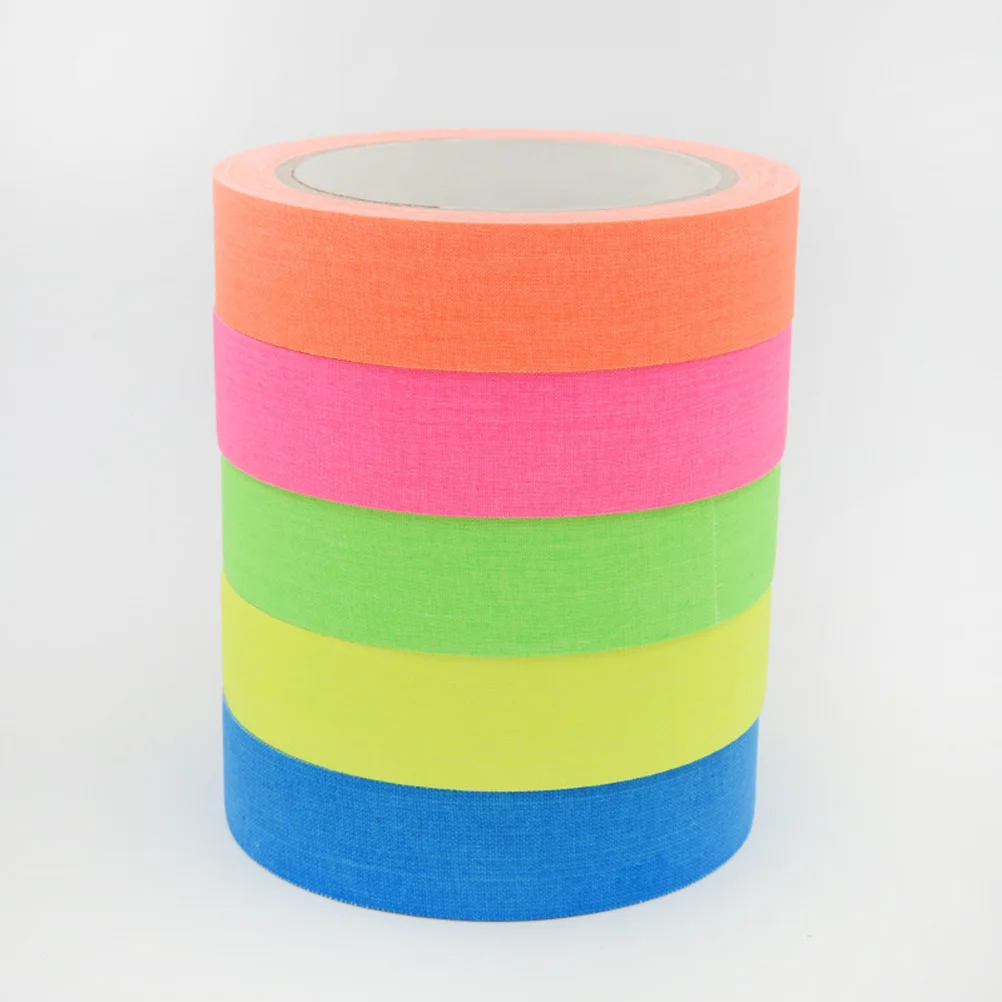 

5Pcs Fluorescent Cloth Tape Assorted Colors Glow Tape for Party Halloween Christmas Decoration Glow in Dark