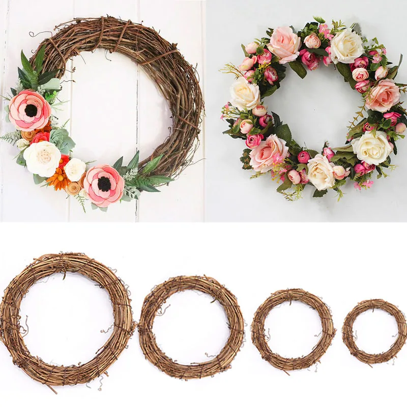 Decoração de casamento grinalda natural rattan grinalda guirlanda diy artesanato decoração para porta casa grande árvore presente natal festa ornamento