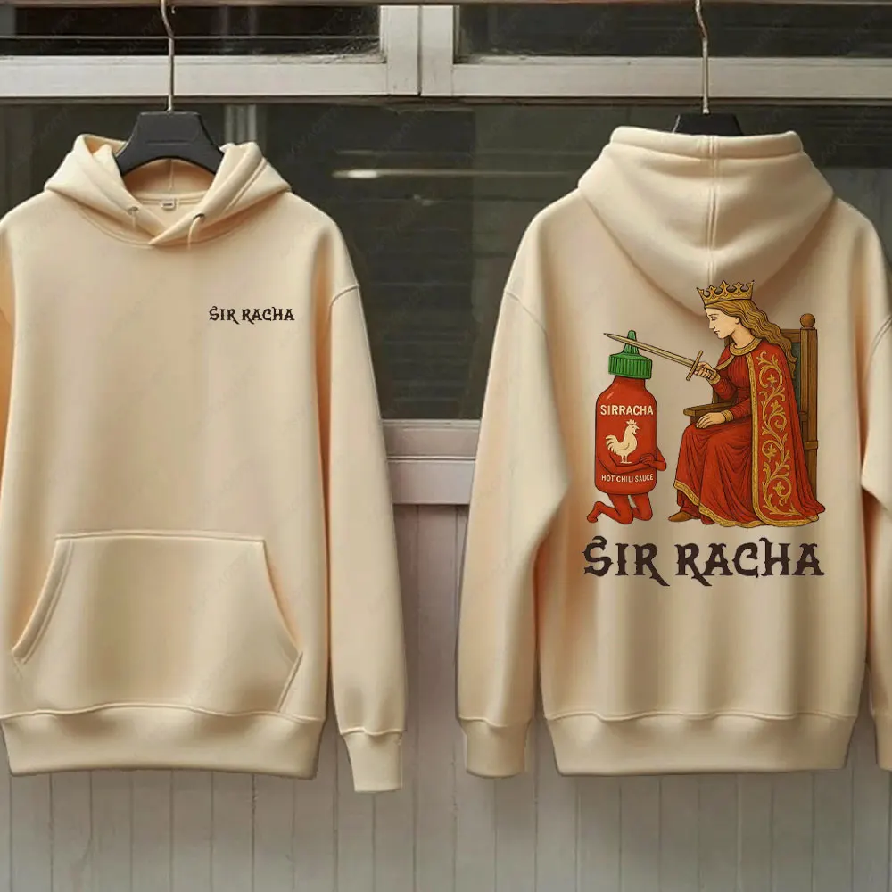 Sir Racha homme femme 2 faces sweats à capuche Sri Racha Art médiéval pull Sriracha Fan Merch rétro médiéval graphique sweat à capuche