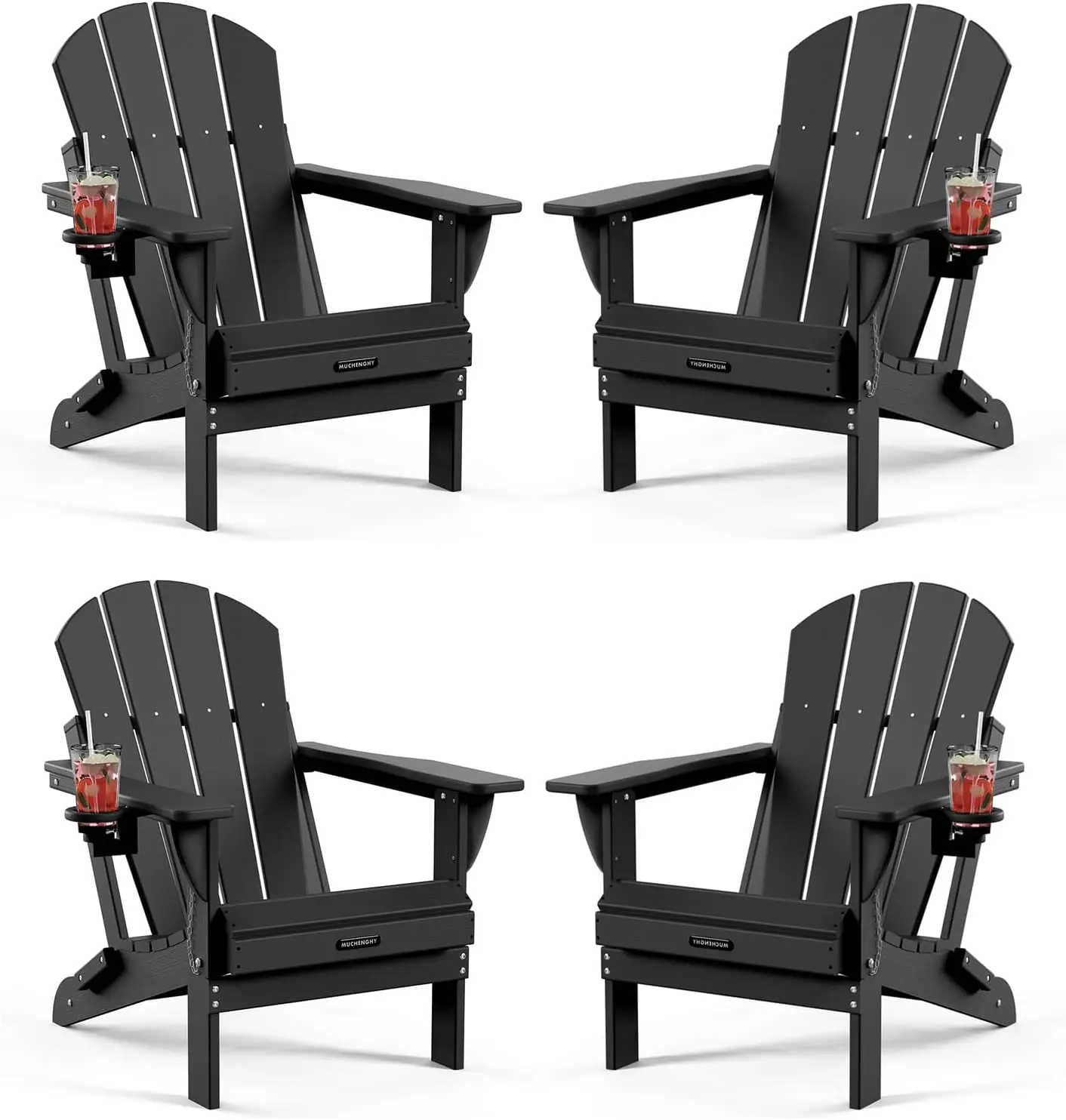

Folding Adirondack Chairs 4 Pack, Patio Chairs, Fire Pit Chairs, Outdoor Chairs, Plastic Adirondack Chairs, Lawn Chair
