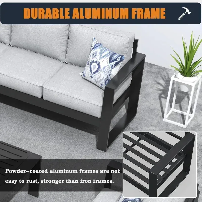 طقم أثاث ألومنيوم حديث قطعة RPD4-Q5. مجموعات جلوس معدنية للمحادثة مقطعية للفناء الخارجي مع وسادة Olefin و Co