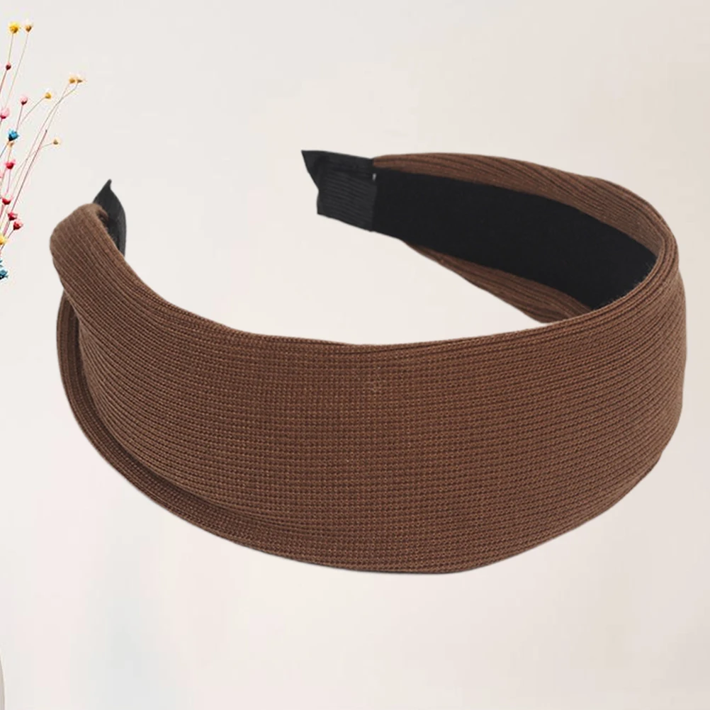 

Wide Brim Headband Reusable Cloth Hair Hoop For Women Girls Simple Elegant Party Headdress Accessory Caramel