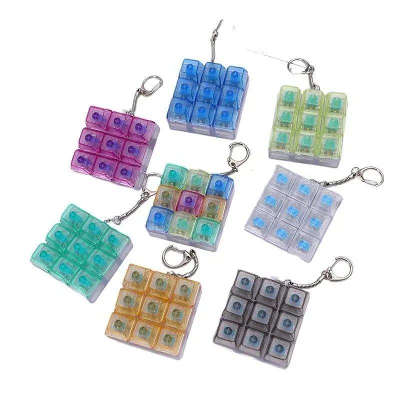 Fidget Keyboard Keychain Colorful Clickable Buttons Lightweight Stress Reliever for Office Workers Travel Leisure Time