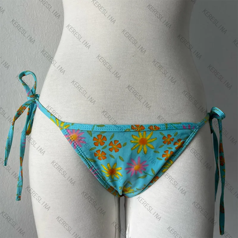 Conjunto de biquíni feminino bonito casual vintage geométrico flor padrão streetwear doce hip-hop versátil magro conjunto de roupa interior feminina topos