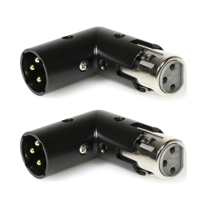 2Pcs 3Pin XLR Angle Adapter Adjustable Male To Female XLR 90 Degree Adapter 3-Pin Nickel Plating Connector For Audio