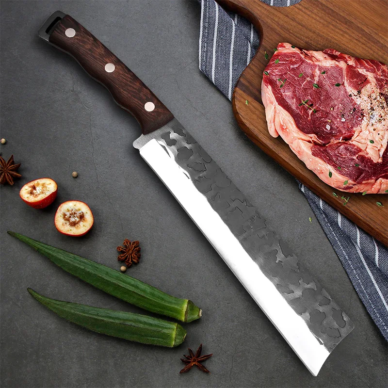 Coltello pesante Tritare osso Verdure Coltello da macellaio Schiacciare Coltello multiuso per affettare Lama per forgiatura a mano Coltelli da cucina Mannaia per chef Carne