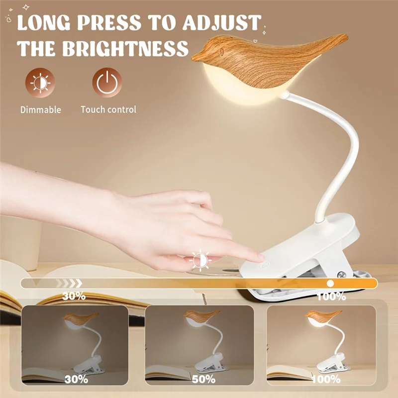 

Small Bird Lamp,Dimmable And Cordless Bird Night Light, USB Rechargeable Touch Sensor Control Table And Desk Lampabkw