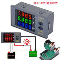 Voktta Digital Voltmeter Ammeter Wattmeter 4-digit Voltage Current Meter Power Meter Voltage Tester Detector DC 0-100V 10A 1000W