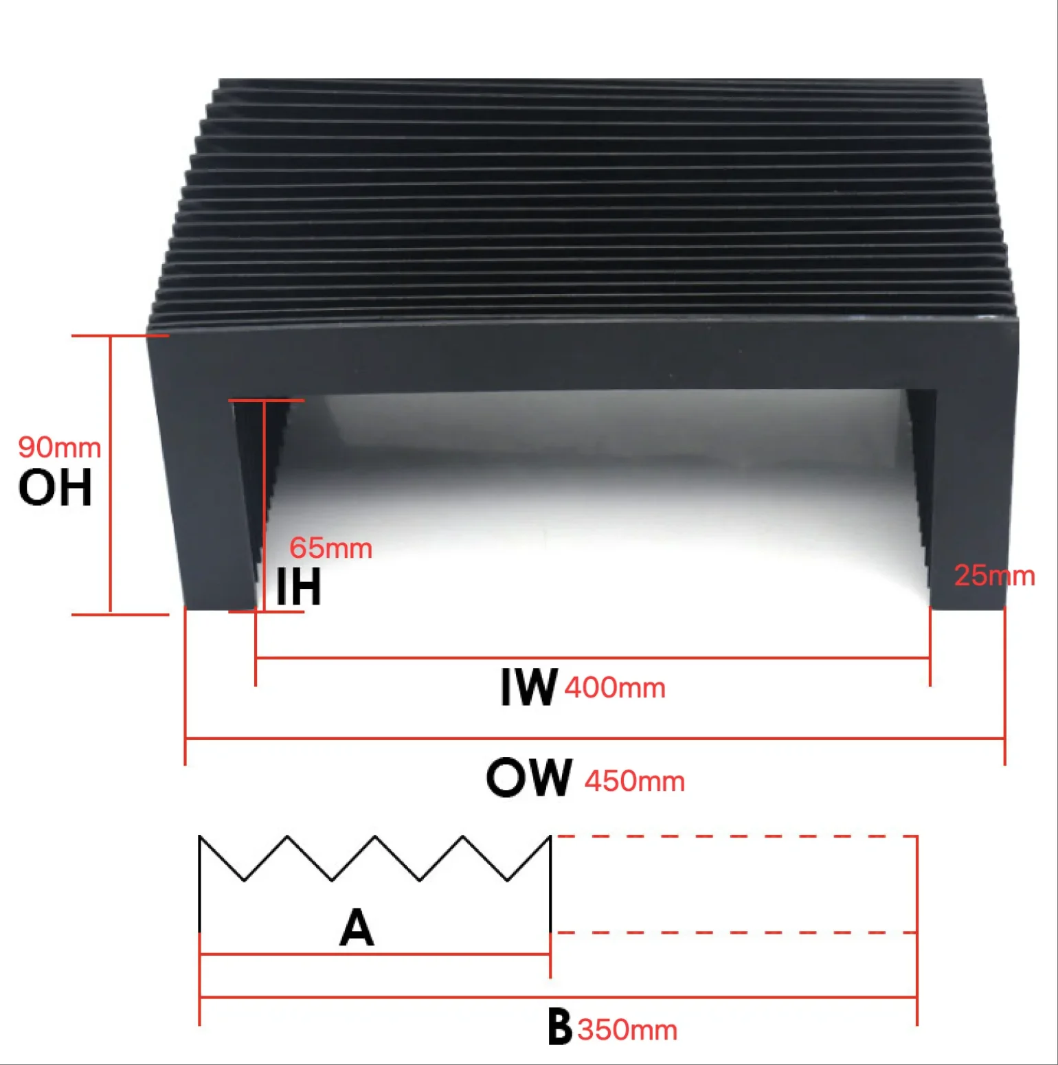 

Customized ccordion bellows cover Lmax = 350mm