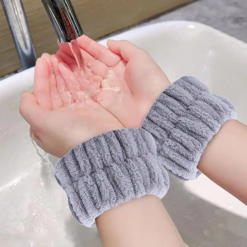 2pc Wrist Washing Belt Soft Microfiber Towel Wristbands For Washing Face Water Absorption Washing Prevent Wetness Wrist Washband