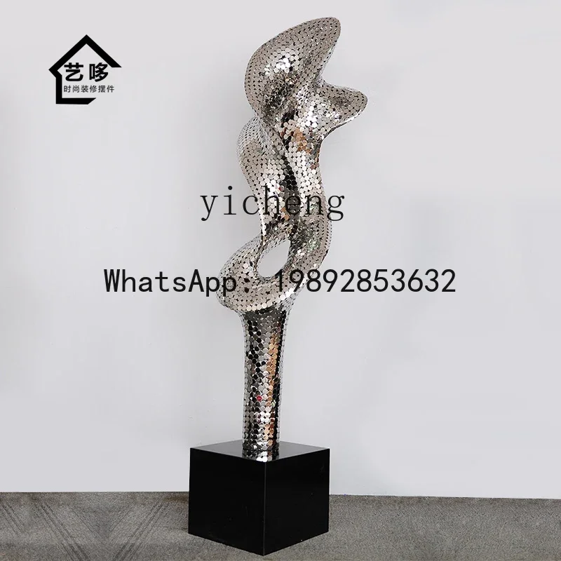 X2 hotel lobby stainless steel artwork abstract floor ornament elevator aisle decoration large sculpture