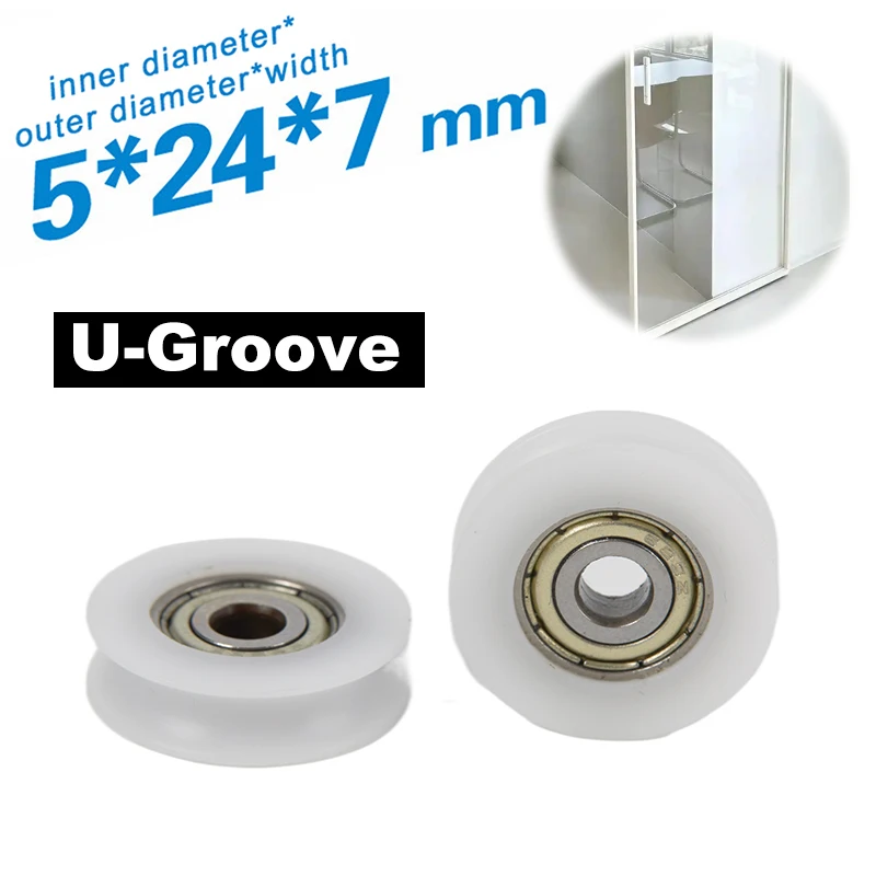 

1Pc U Groove 625 Round Pulley Ball Bearing Wheel Roller For Door Windows Shower Pulleys Drawer POM Guide Wheel