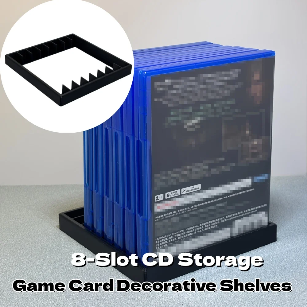 1pc 8-Slot CD Storage Display Shelf Game Card Decorative Shelves for PS3 PS4 PS5 Game Disc Organizer Console Accessories Shelf