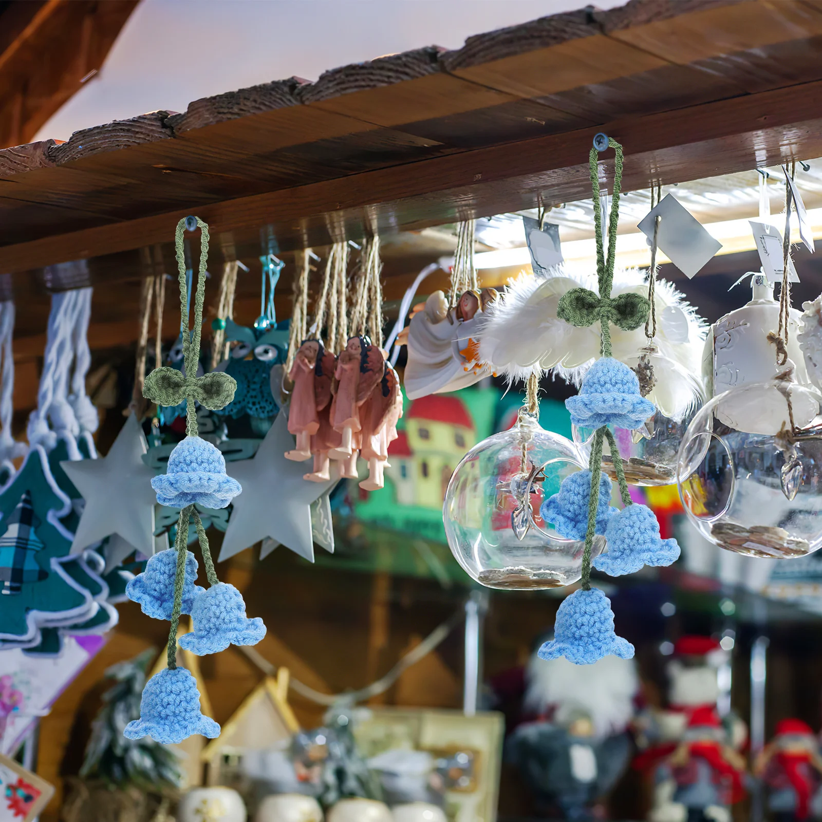 

1Set Car Hanging Ornament Lily of The Valley Crochet Flower Handmade Durable Cotton Rear View Mirror Decor Car Accessories