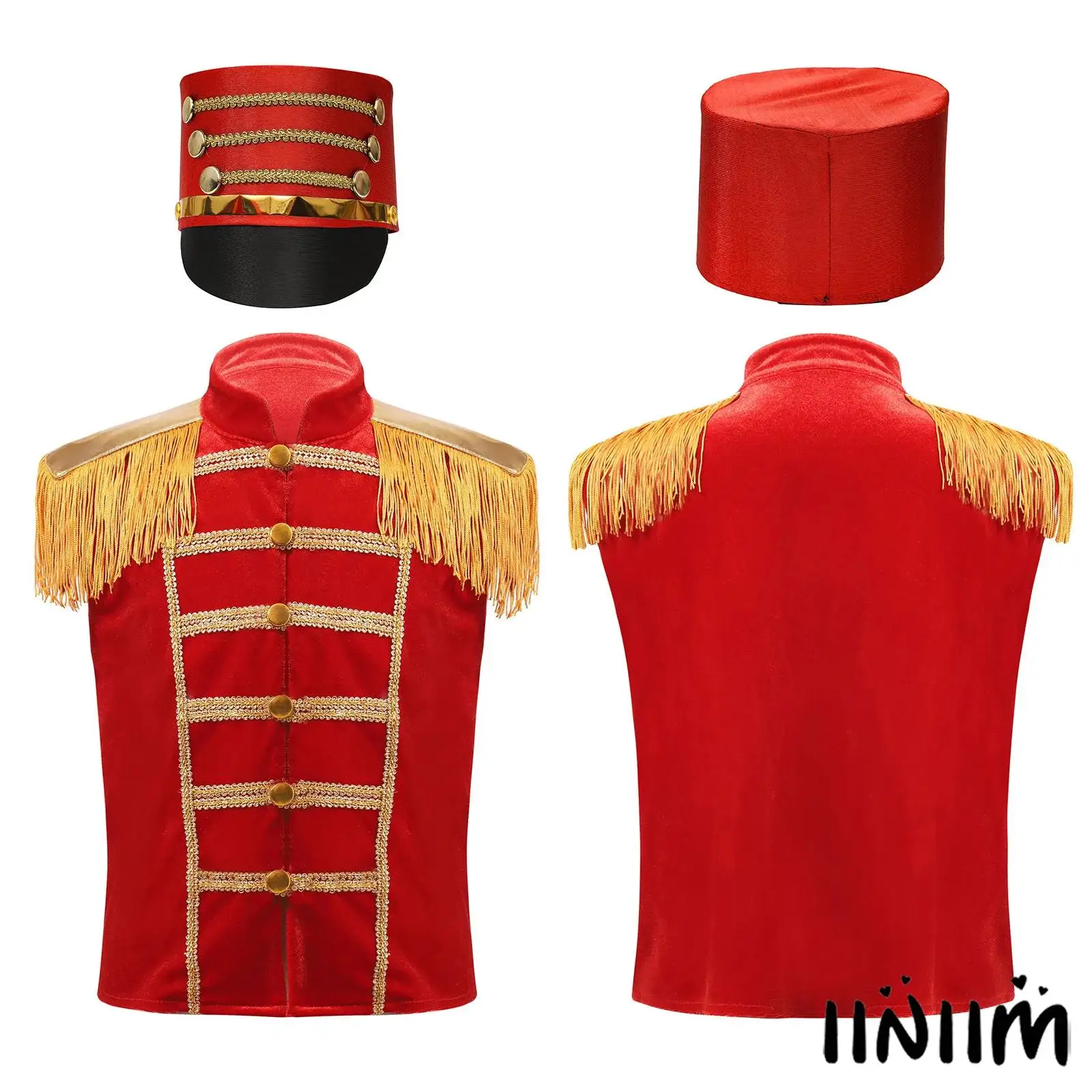 

Girls Boys Circus Showman Drummer Costume Honor Guard Costume Prince Role Playing Outifts for Halloween Festival Performance