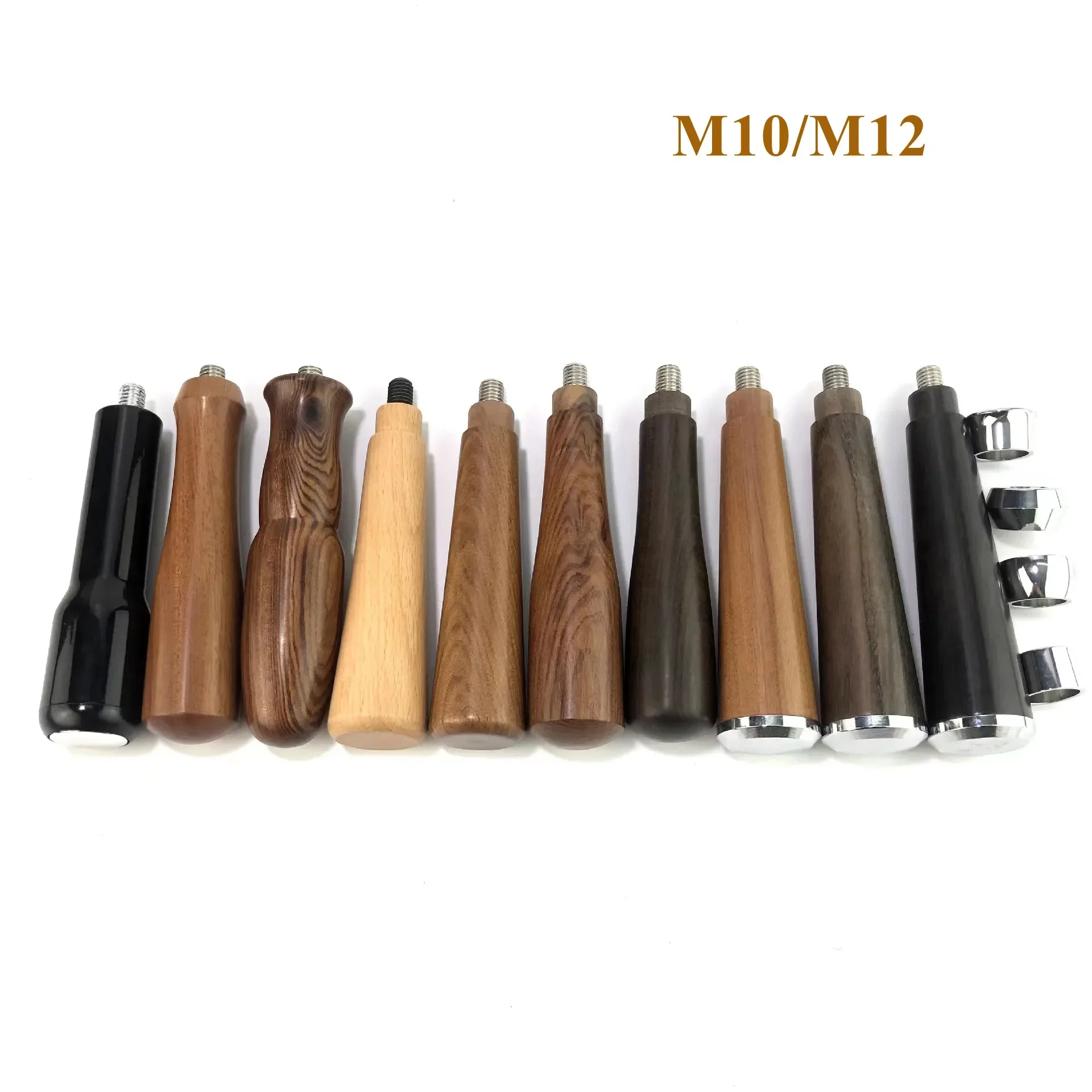 Premium Solid Wood Handles for Coffee Portafilters: Fits M10/M12 Threaded Delonghi, Breville & Sage E61 Espresso Machines
