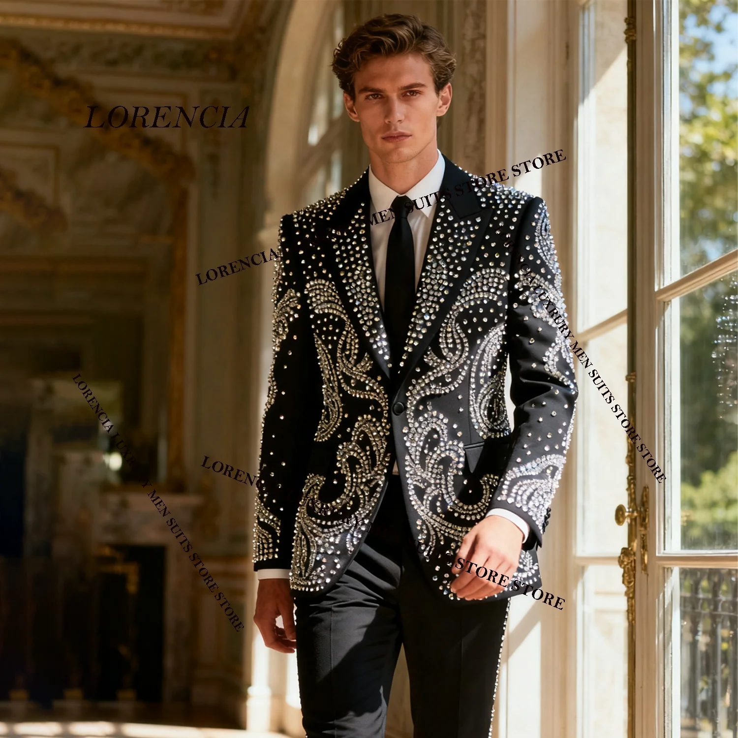 

Exquisite Diamond Design African Men Suits Elegant Wedding Tuxedos Slim Ropa hombre 2 Pieces Sets Groom Male Blazers Customized