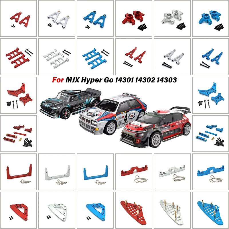 mjx-14301-14302-14303-hyper-go-1-14-metal-accessories-steering-cup-upper-lower-swing-arm-set-shock-tower-bracket-body-post-parts