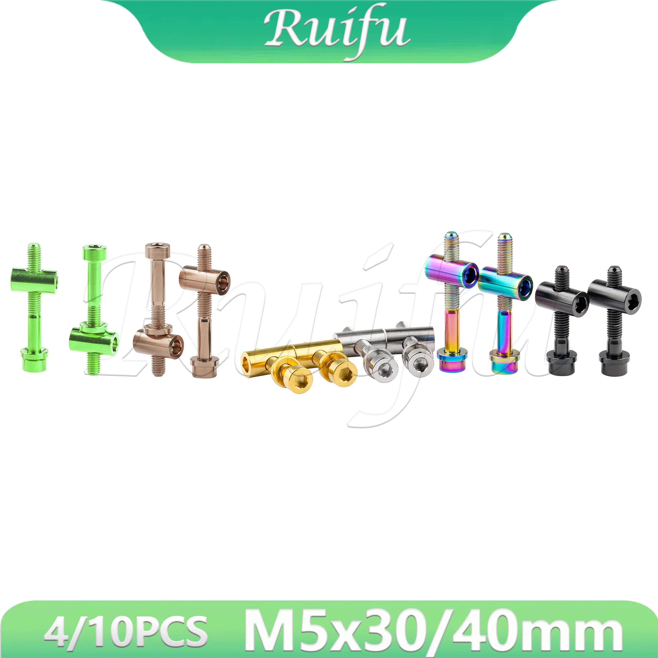 

Ruifu Titanium Bolt 4/10PCS M5x30/40mm Bicycle Seatpost Screw Nut Washer Set for Bike Seat Post Tube Saddle Fixing Ti Parts