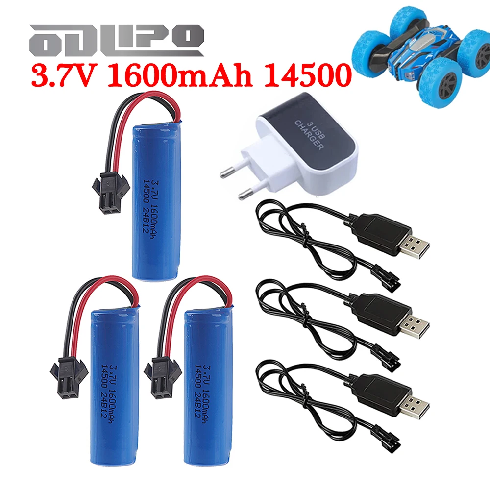 14500แบตเตอรี่3.7V 1600mAh และที่ชาร์จสำหรับ C2 D828รถสตันท์ RC อุปกรณ์ของเล่น3.7V 1200mAh แบตเตอรี่ Li-ion พร้อมปลั๊ก SM-2P