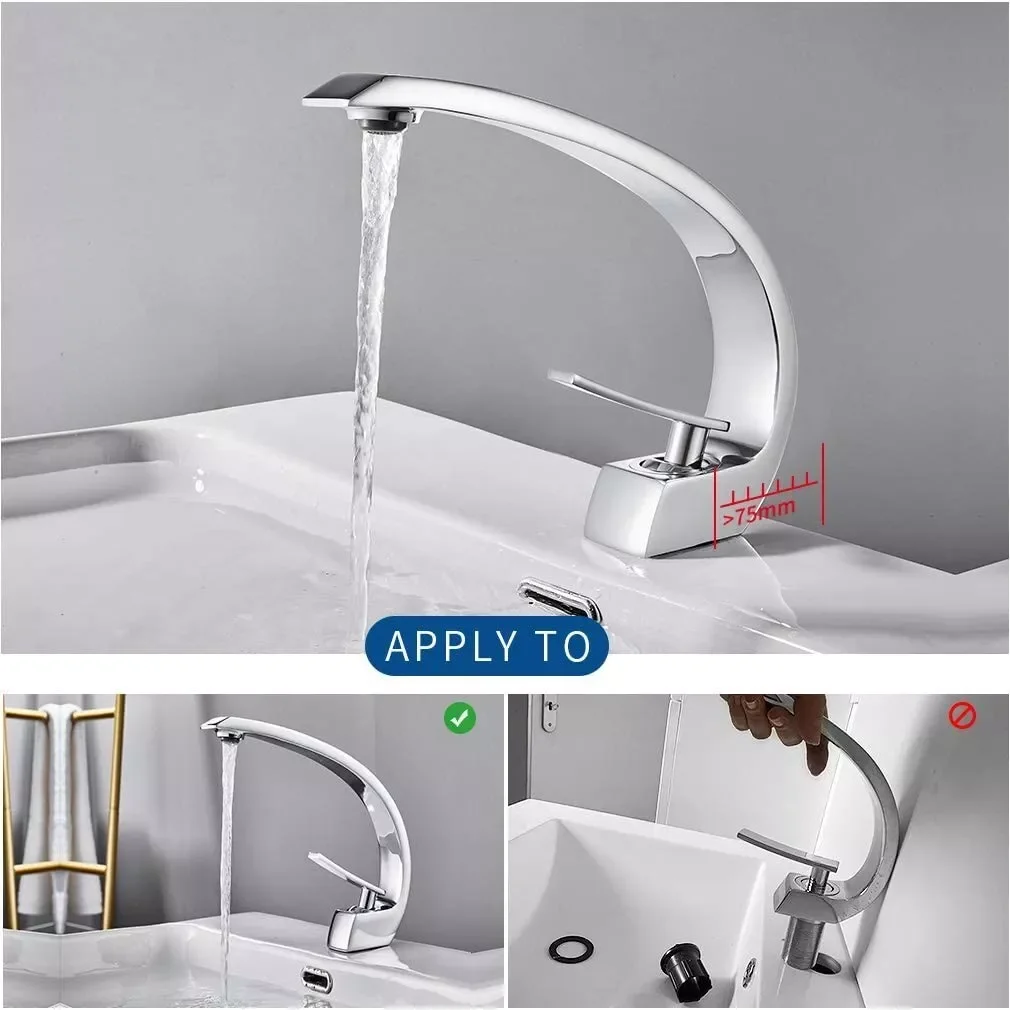 Chrome Basin Faucet  Washing Basin Mixer Deck Mounted Cold and Hot Bathroom Faucet