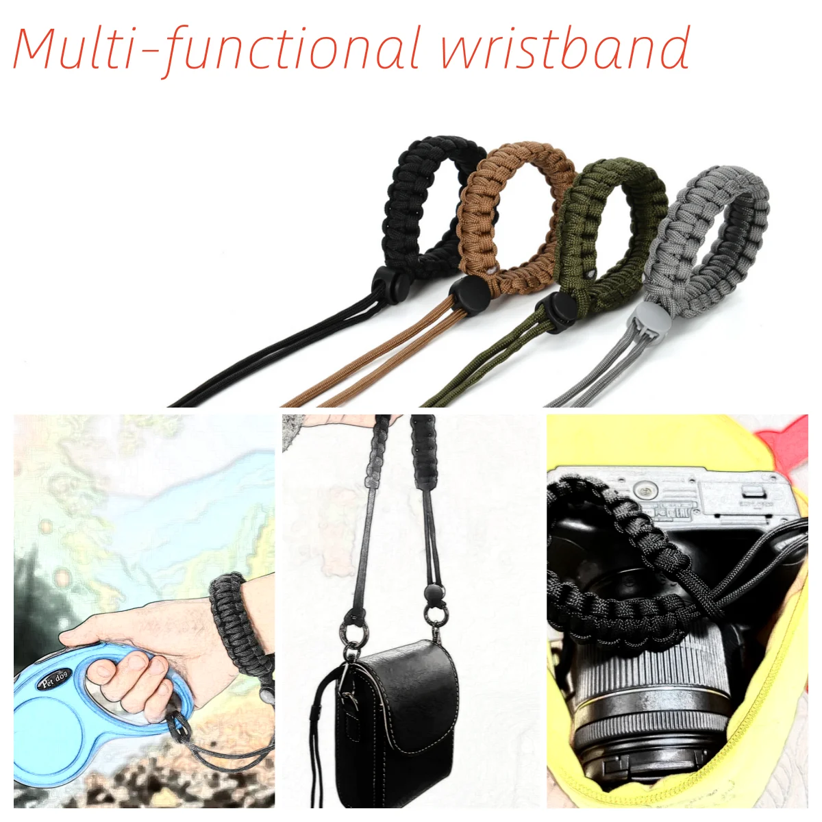 Verstellbare Hundeleine, freihändige Leine, Outdoor-Nylon-Armband, starkes hängendes Seil, Gehhilfe, Haustierzubehör, Chihuahua, Mops-Zubehör – Detail 4