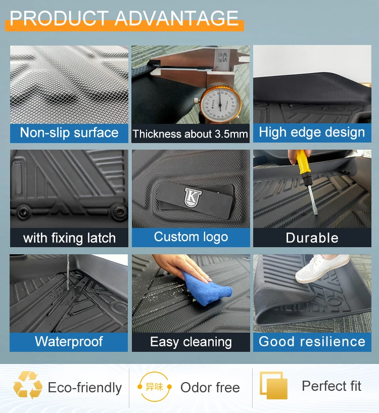 Perfectly Fitted Full Surround TPE  Car Mats 4 Pieces Anti Slip  Car Floor Mat Detachable Cushion for L-and Rover Defender