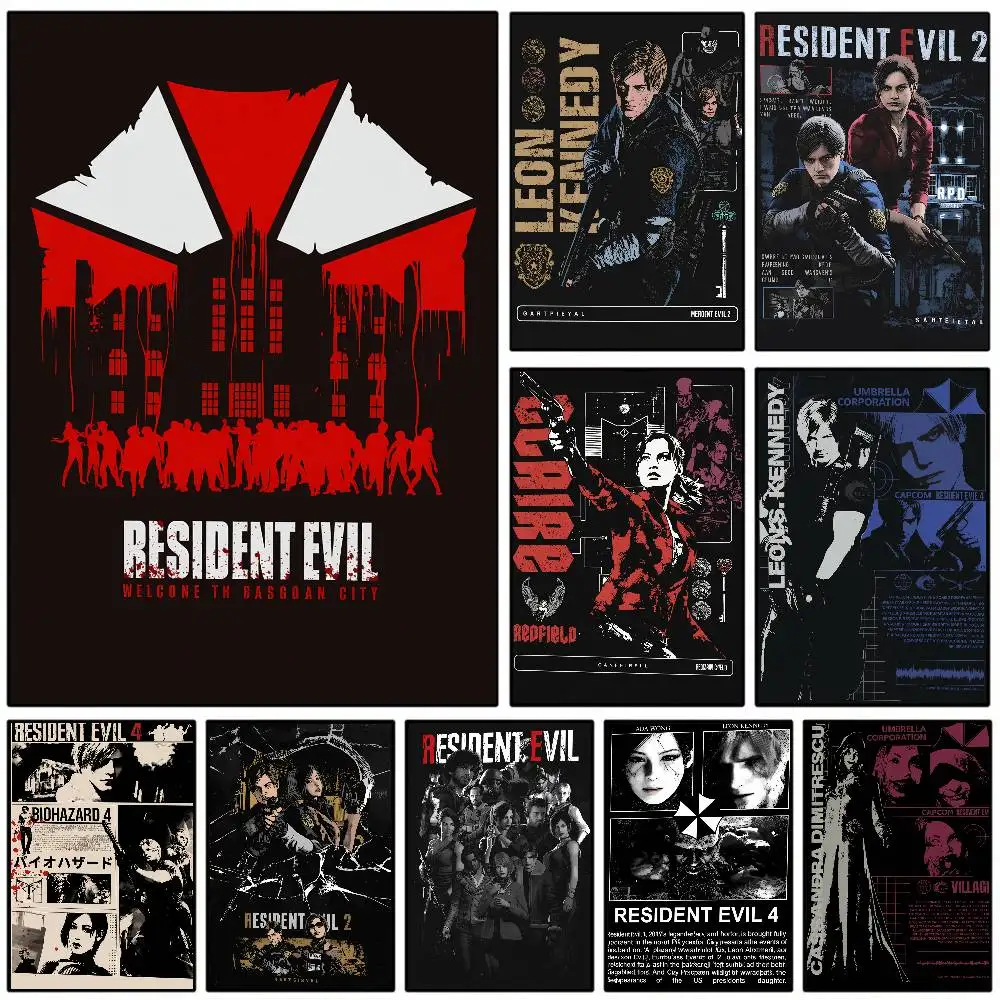 Póster del juego r-resident Evil, pegatina artística de pared de papel PP moderna, decorativa minimalista para cafetería