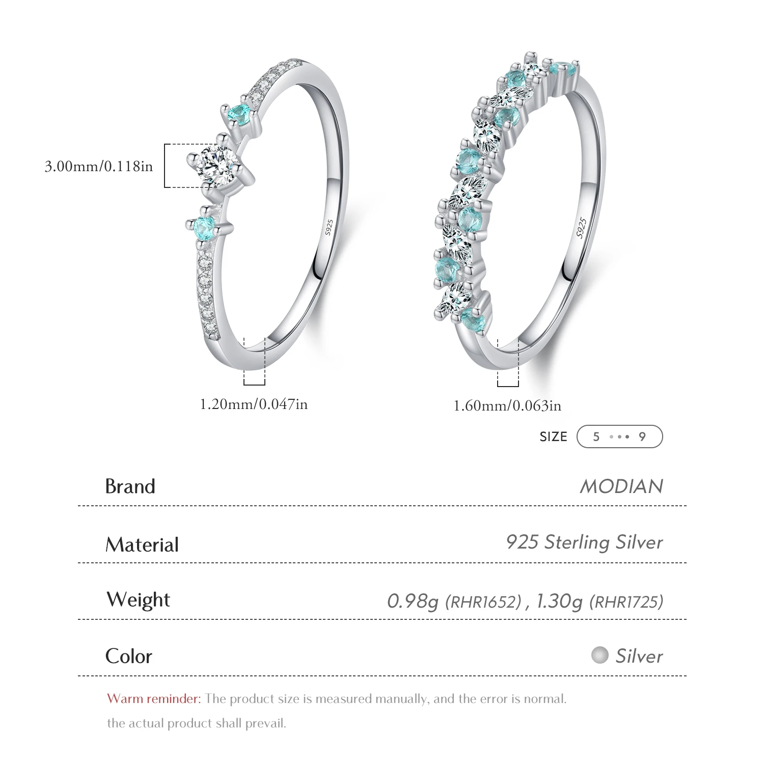 Women's 925 Sterling Silver Eternity Band Ring, Stackable