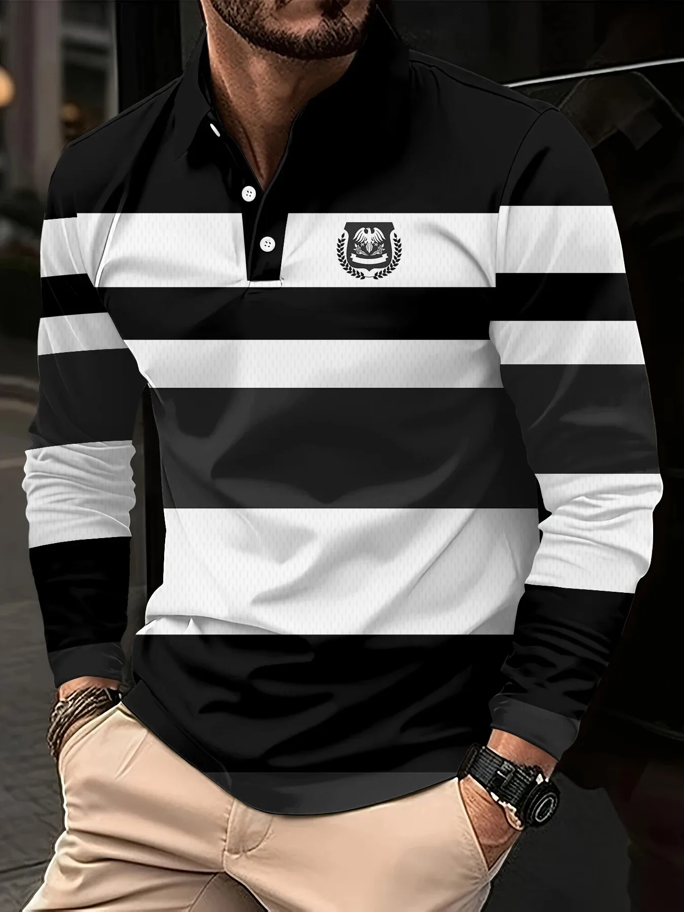 The new men's POLO shirt for Spring and Autumn 2025 is skin-friendly casual and fashionable with striped prints