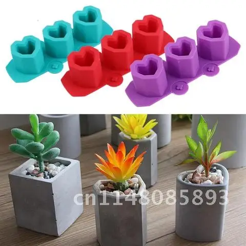 Heart Silicone Flowerpot Mold DIY New Design Succulent Cement Pot Candlestick Making Manual Clay Craft Gypsum Concrete Plant Pot